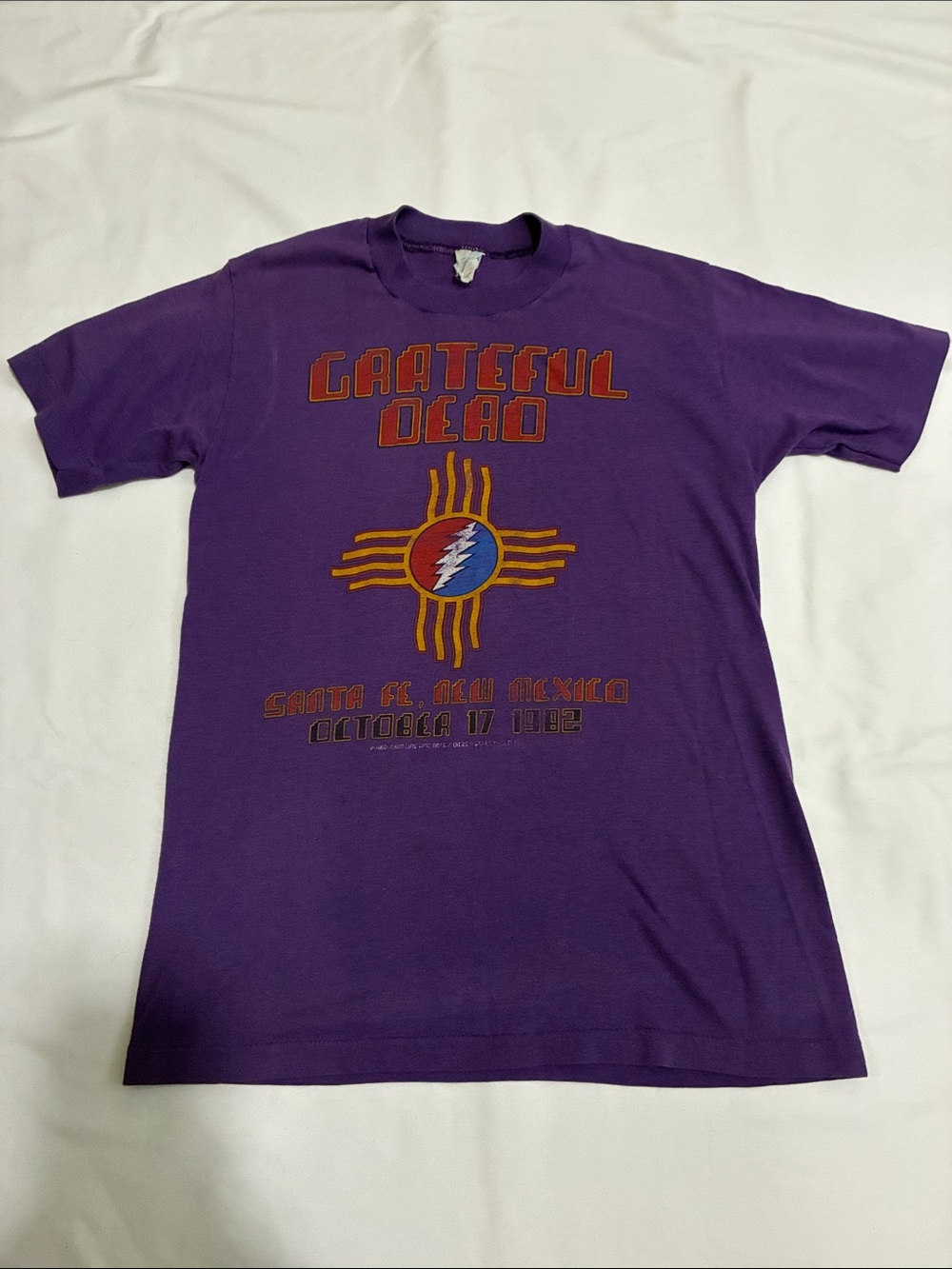 Grateful Dead Oct 1982 Santa Fe NM Purple Short Sleeve T-Shirt Size S (34-36)